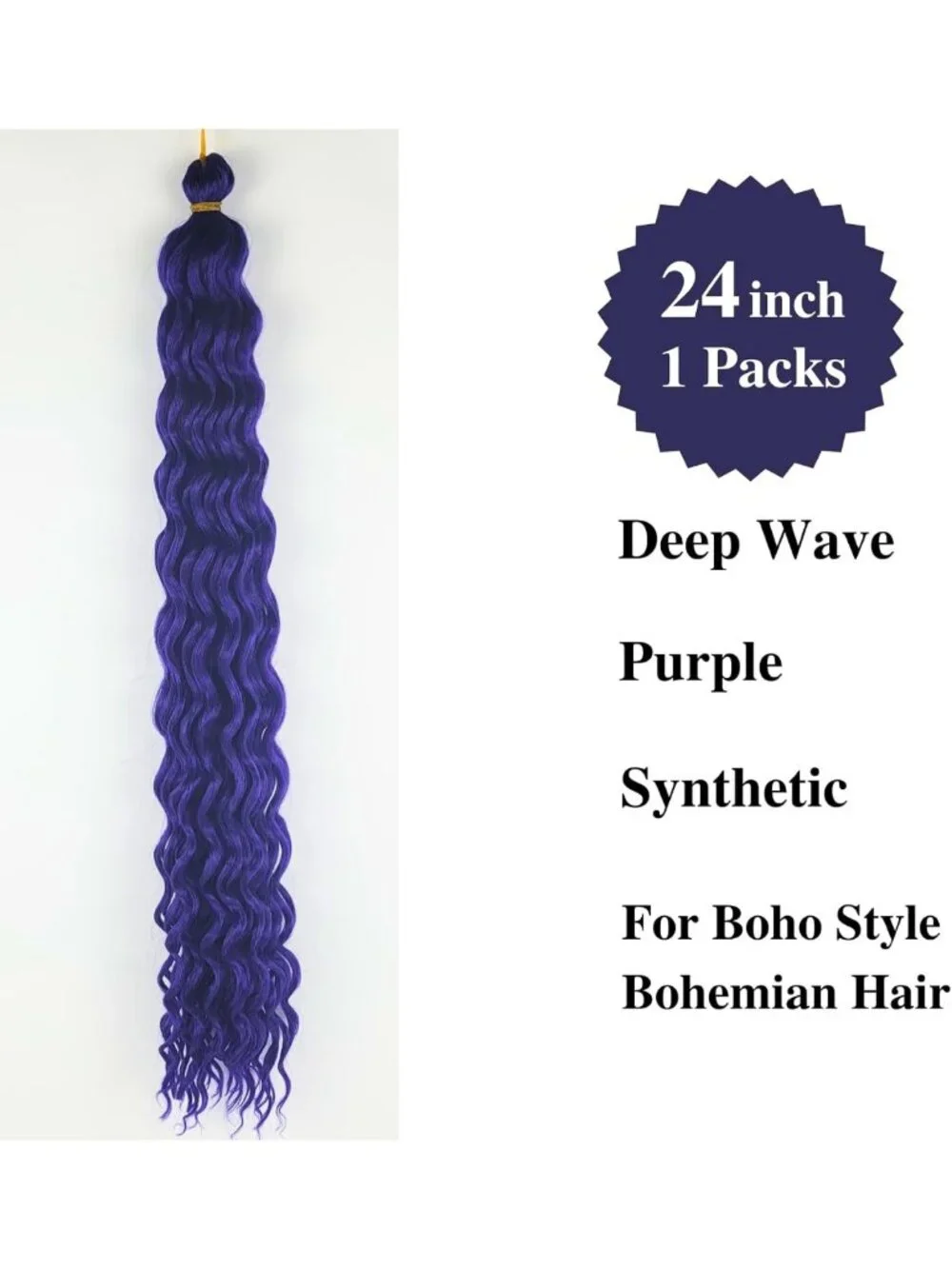 Purple Boho Pre-Stretched Curly Deep Wave Braiding Hair - Trendy & Versatile